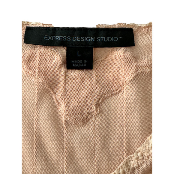 Womens Express Design Studio Vintage Blush Empire Boho Romantic top Shirt Large - Picture 2 of 4